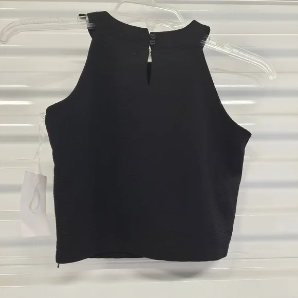 Knit Works Top Girl's Size 10 Black Beaded Sleeveless Cropped Stretch Blouse - Picture 2 of 8